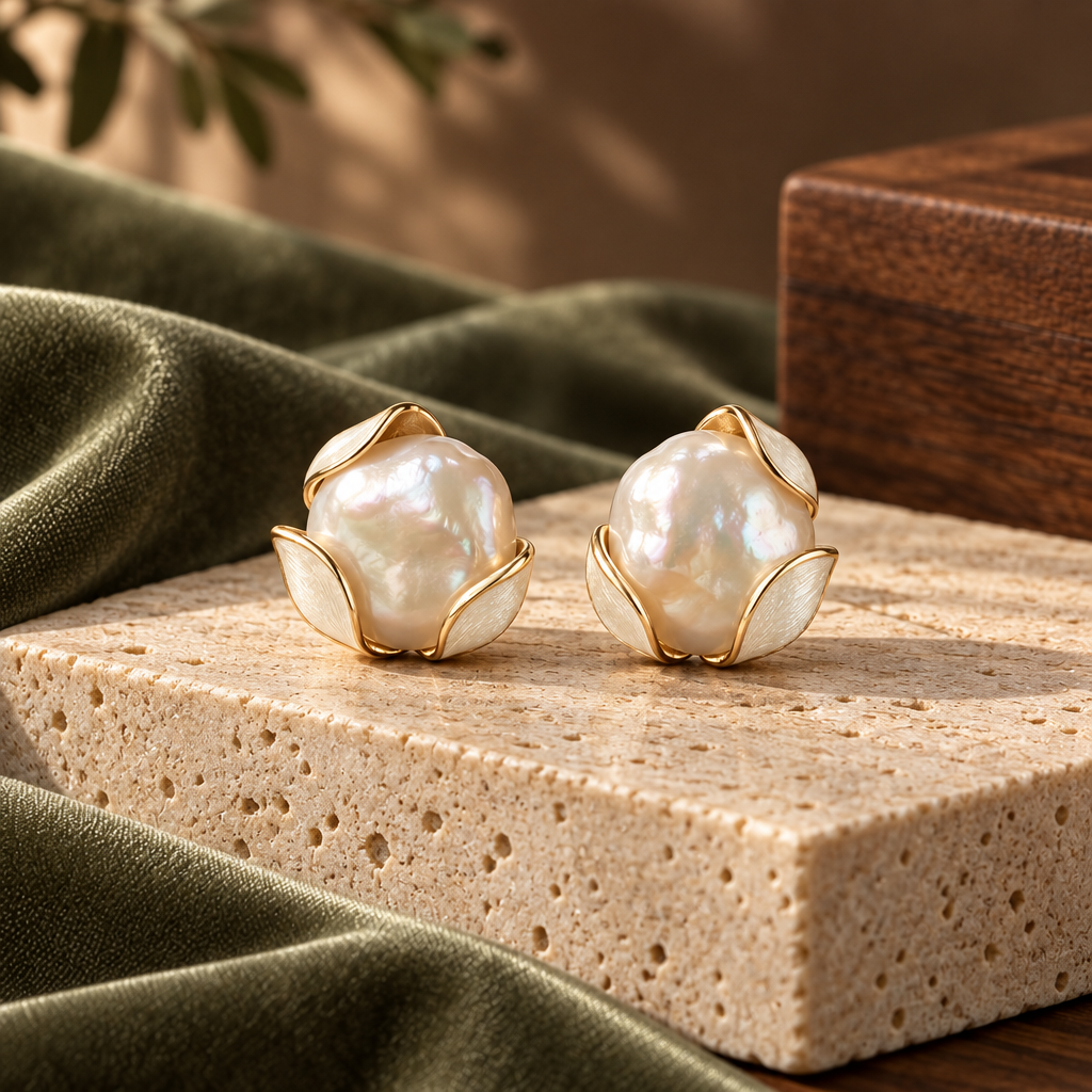 velmoriarl™ Elowen Pearl Cradle Studs